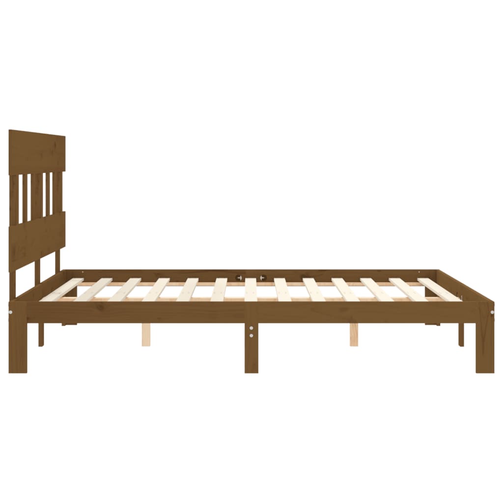 vidaXL Estructura de cama con cabecero madera marrón miel 160x200 cm