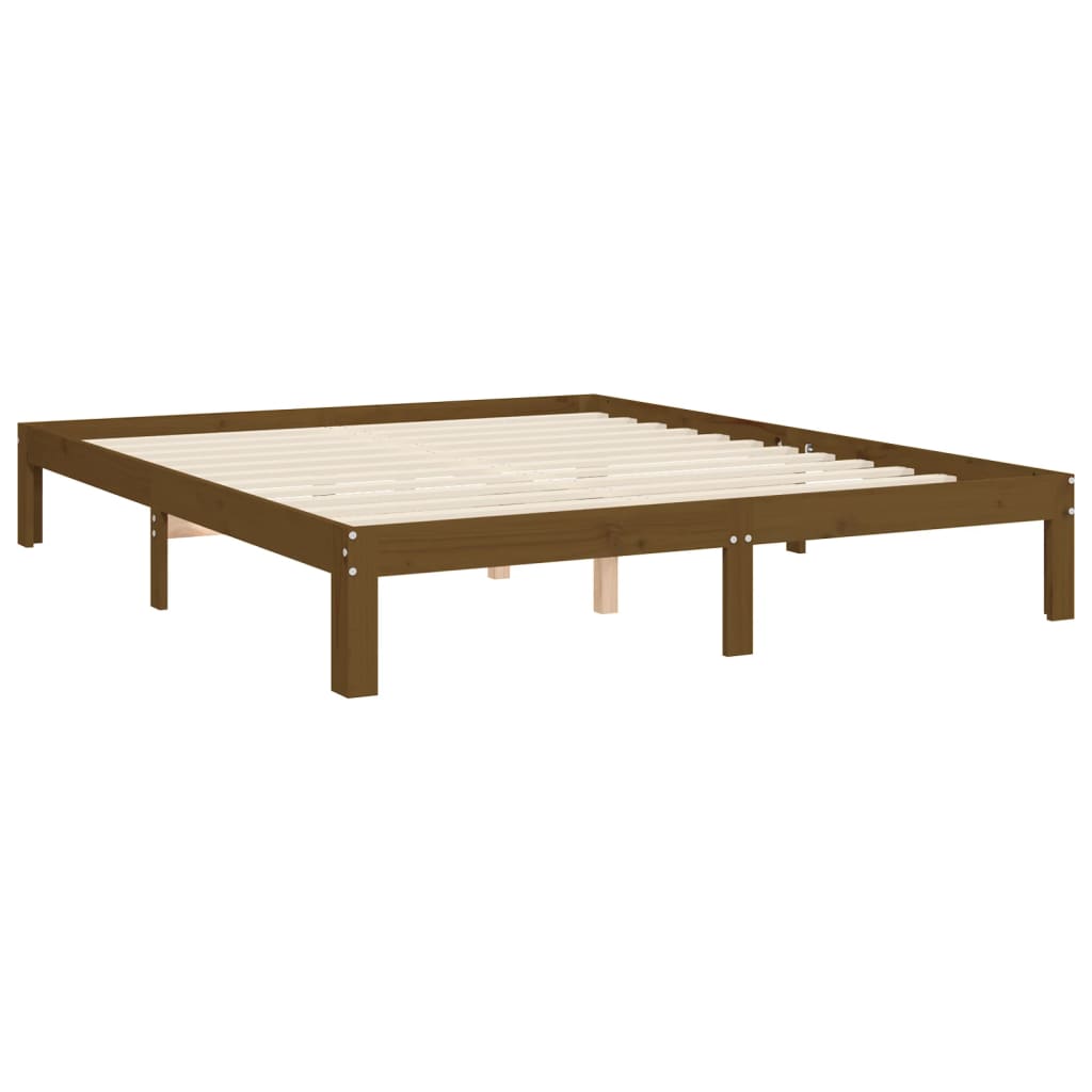 vidaXL Estructura de cama con cabecero madera marrón miel 160x200 cm