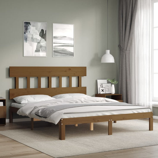 vidaXL Estructura de cama con cabecero madera marrón miel 160x200 cm