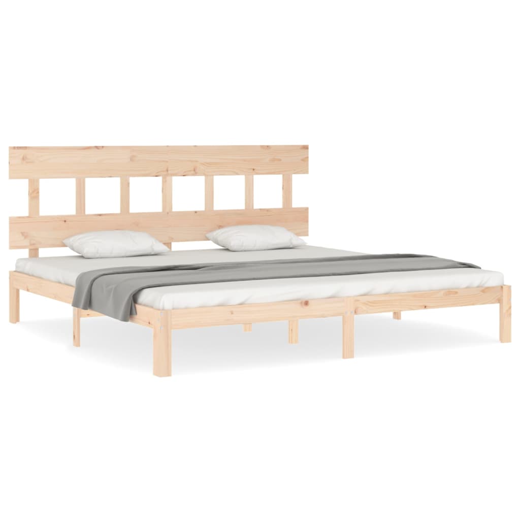 vidaXL Estructura de cama de matrimonio con cabecero madera maciza