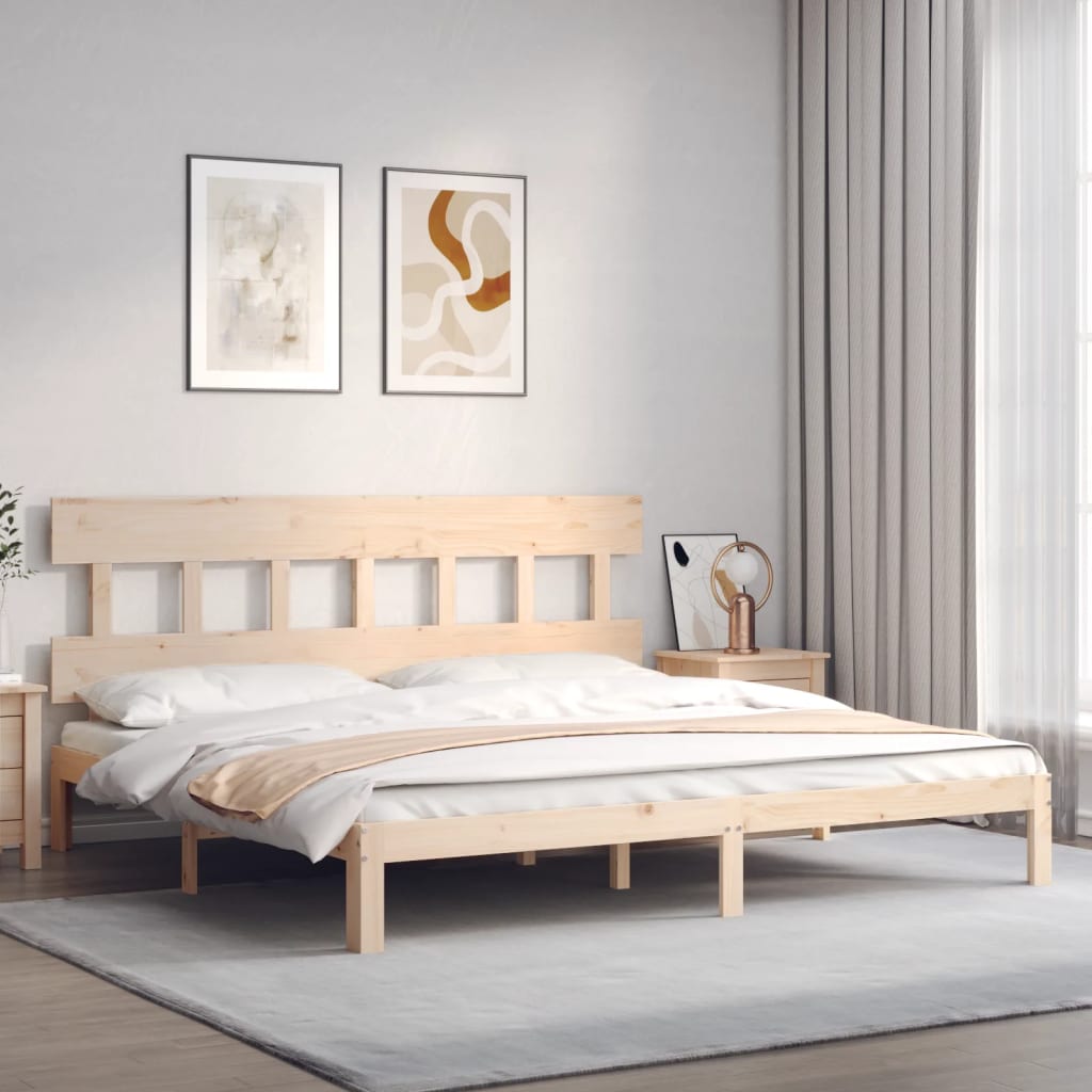 vidaXL Estructura de cama de matrimonio con cabecero madera maciza