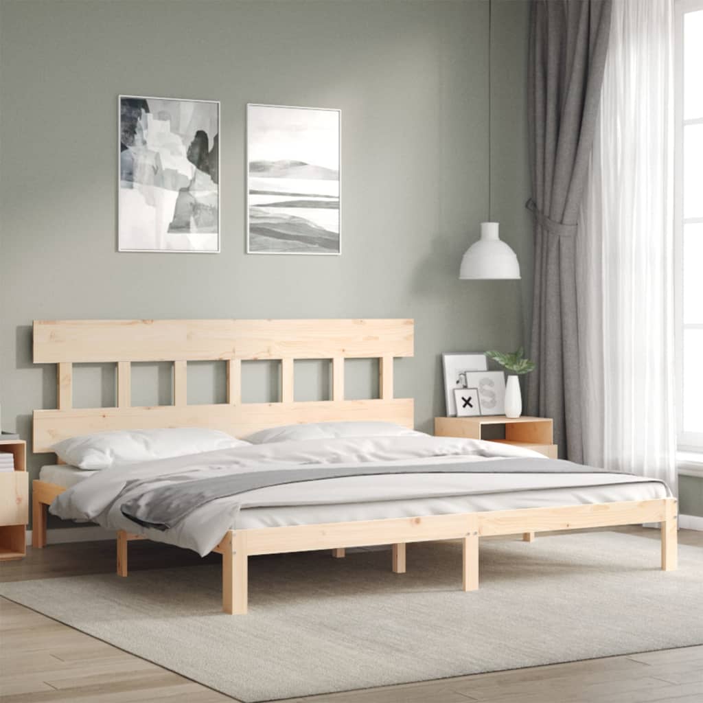 vidaXL Estructura de cama de matrimonio con cabecero madera maciza