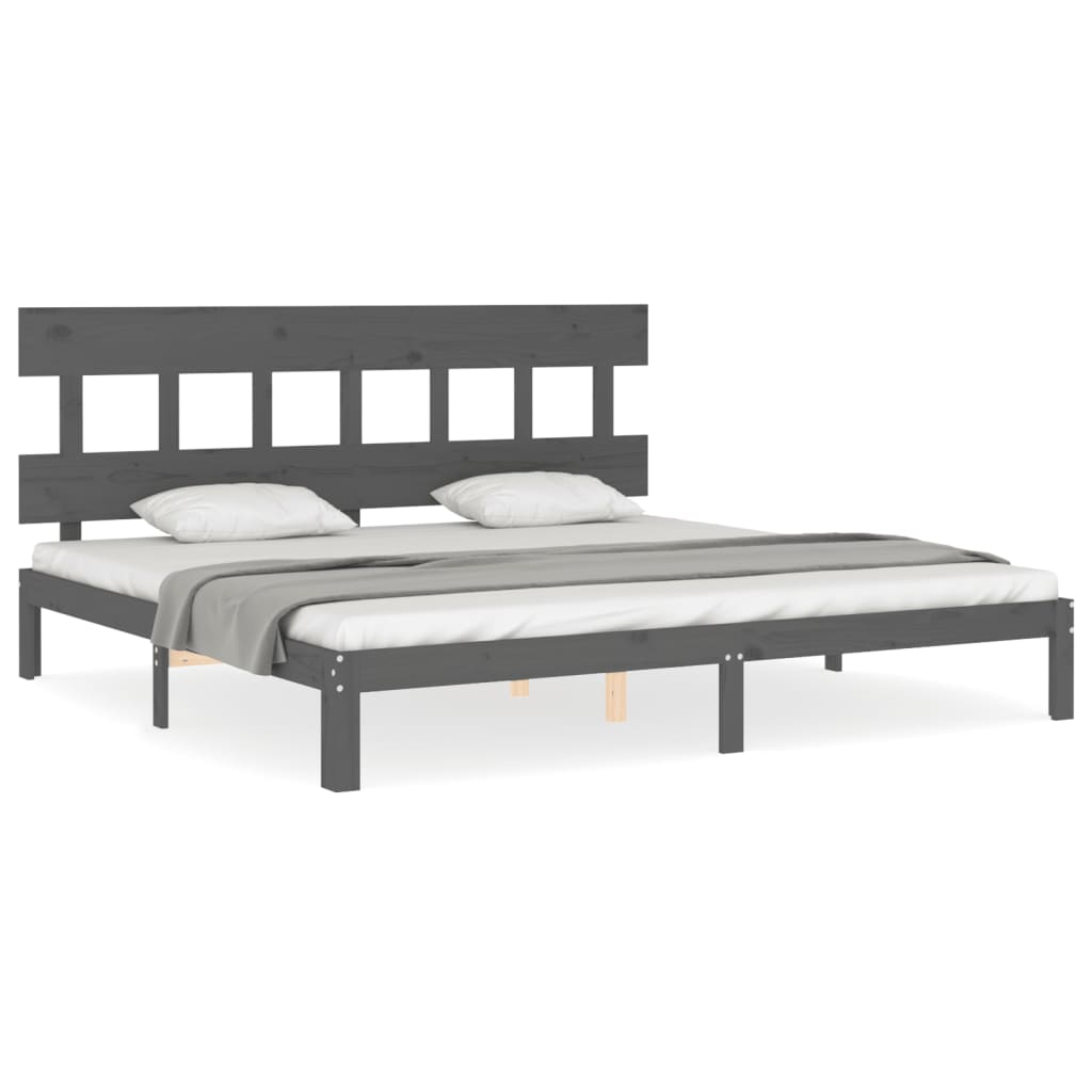 vidaXL Estructura de cama con cabecero madera maciza gris 200x200 cm