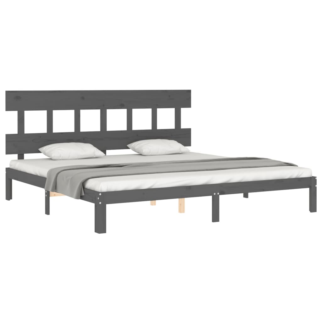 vidaXL Estructura de cama con cabecero madera maciza gris 200x200 cm