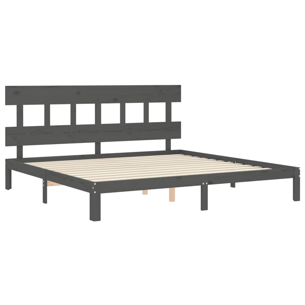 vidaXL Estructura de cama con cabecero madera maciza gris 200x200 cm