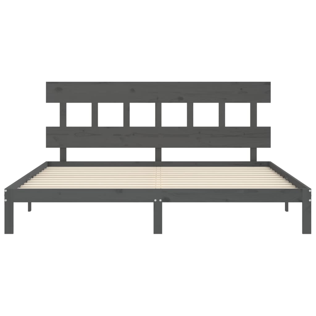 vidaXL Estructura de cama con cabecero madera maciza gris 200x200 cm