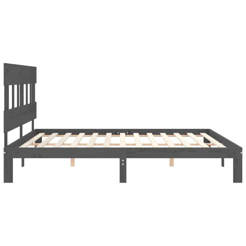 vidaXL Estructura de cama con cabecero madera maciza gris 200x200 cm