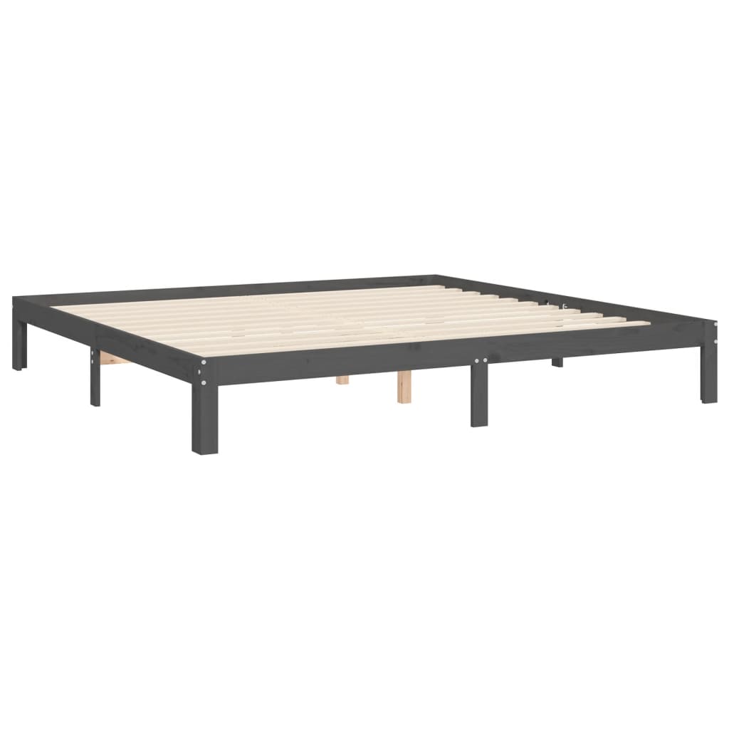 vidaXL Estructura de cama con cabecero madera maciza gris 200x200 cm