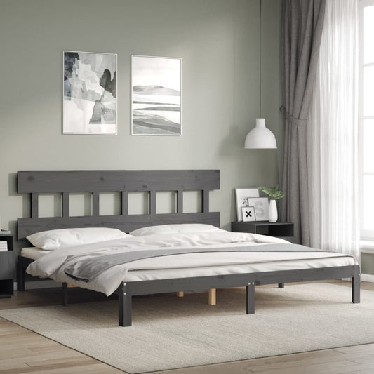 vidaXL Estructura de cama con cabecero madera maciza gris 200x200 cm