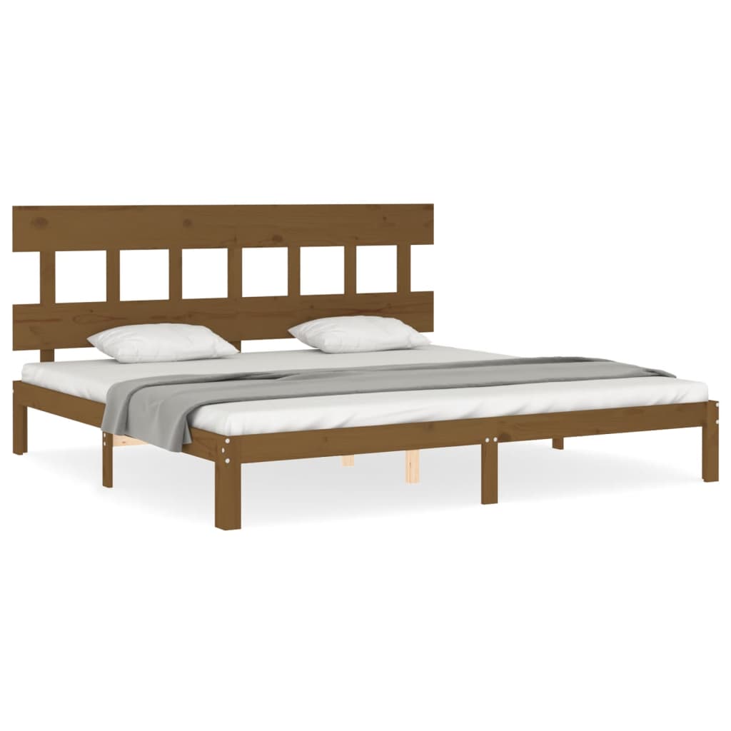 vidaXL Estructura cama y cabecero madera maciza marrón miel 200x200 cm