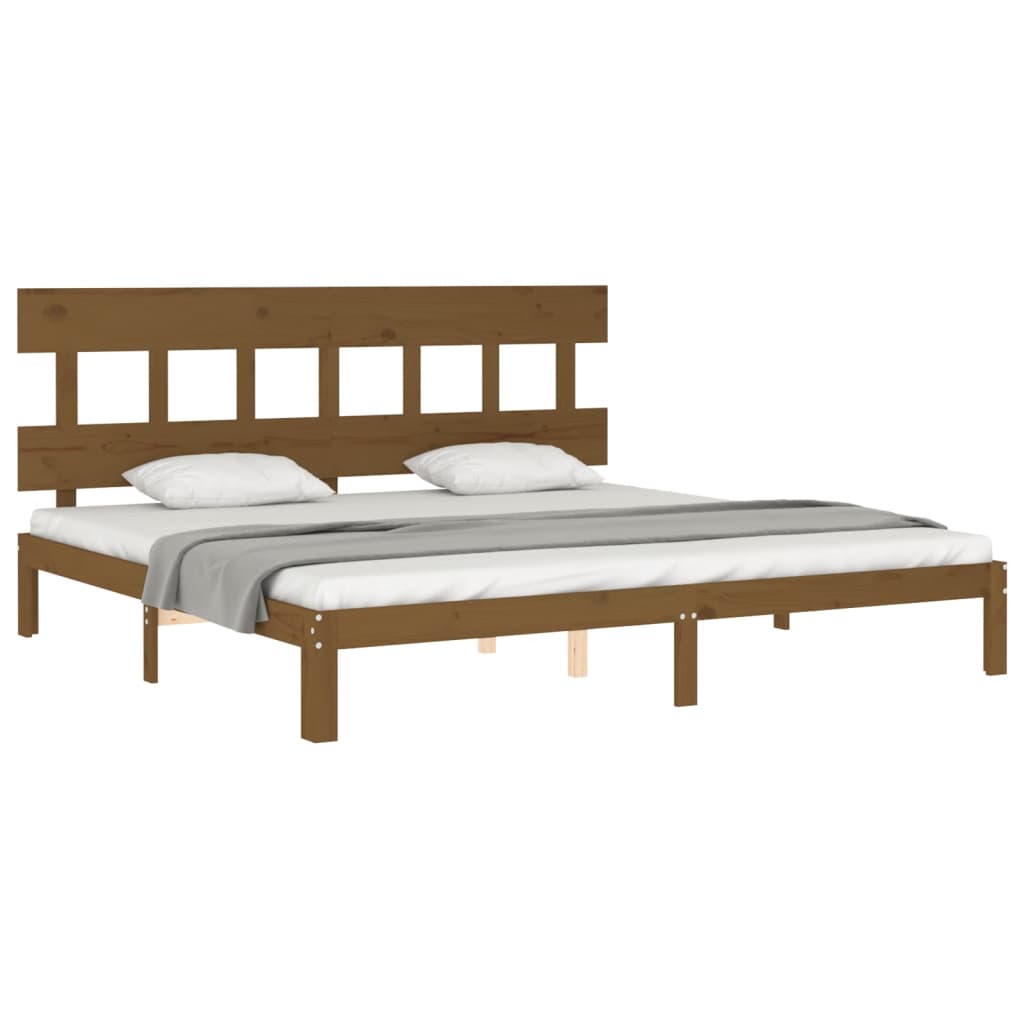 vidaXL Estructura cama y cabecero madera maciza marrón miel 200x200 cm