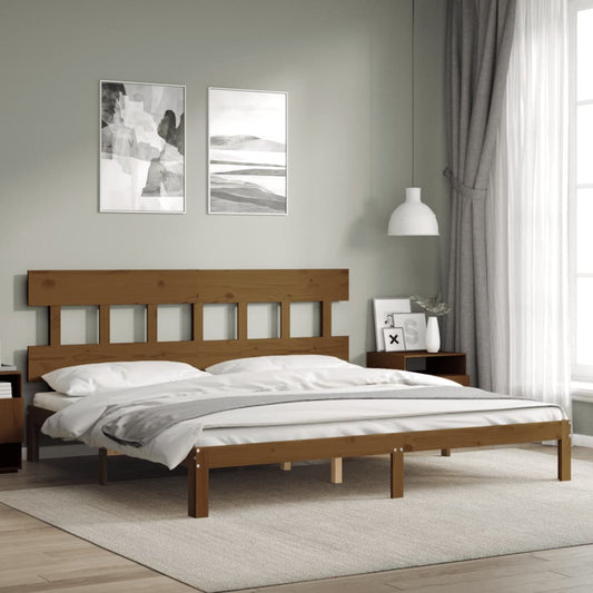 vidaXL Estructura cama y cabecero madera maciza marrón miel 200x200 cm