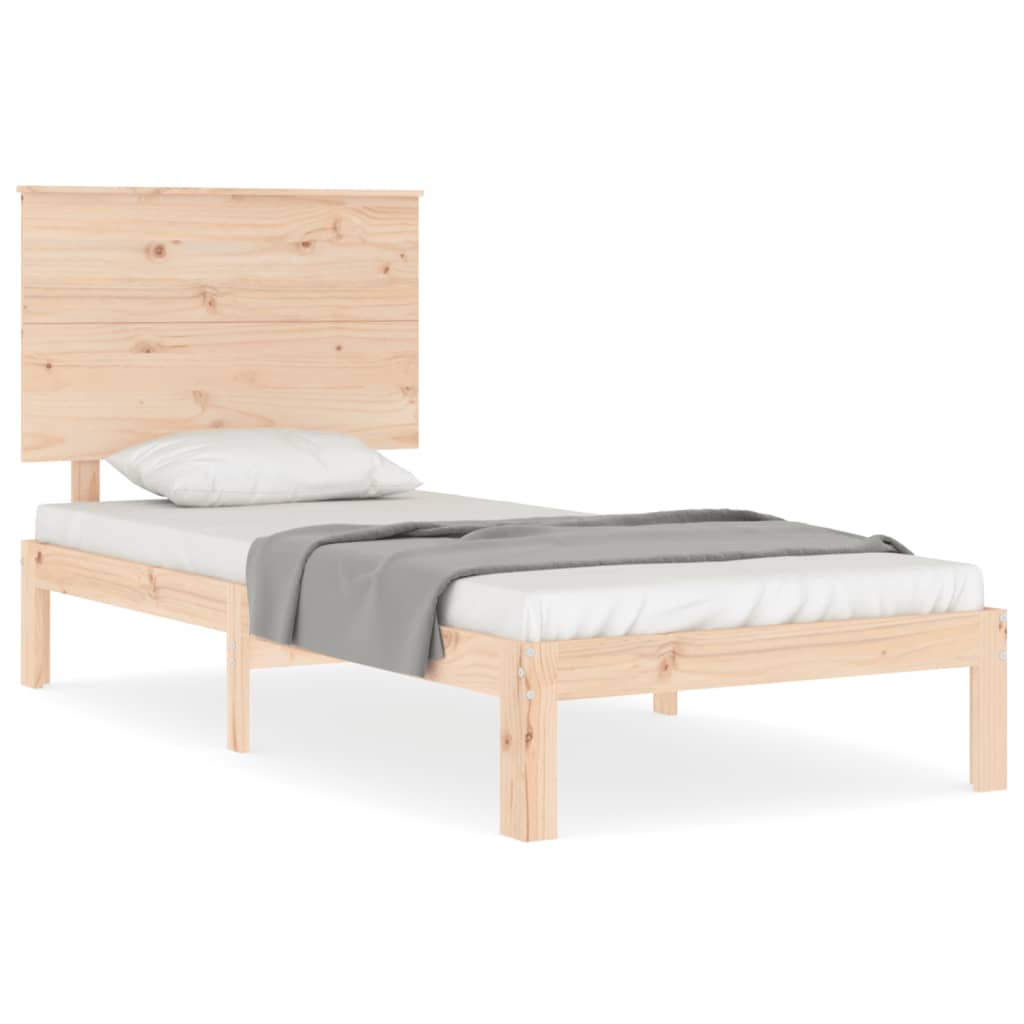 vidaXL Estructura de cama individual con cabecero madera maciza