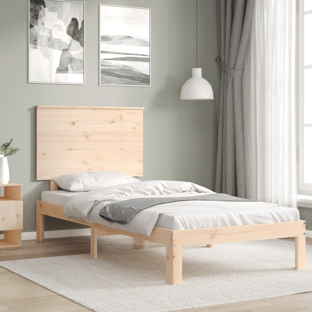 vidaXL Estructura de cama individual con cabecero madera maciza