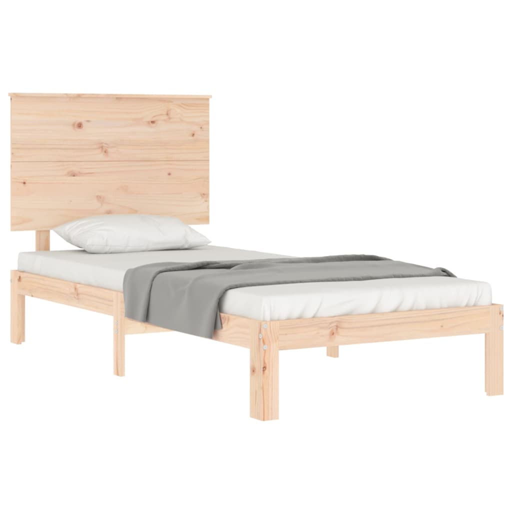 vidaXL Estructura de cama individual con cabecero madera maciza