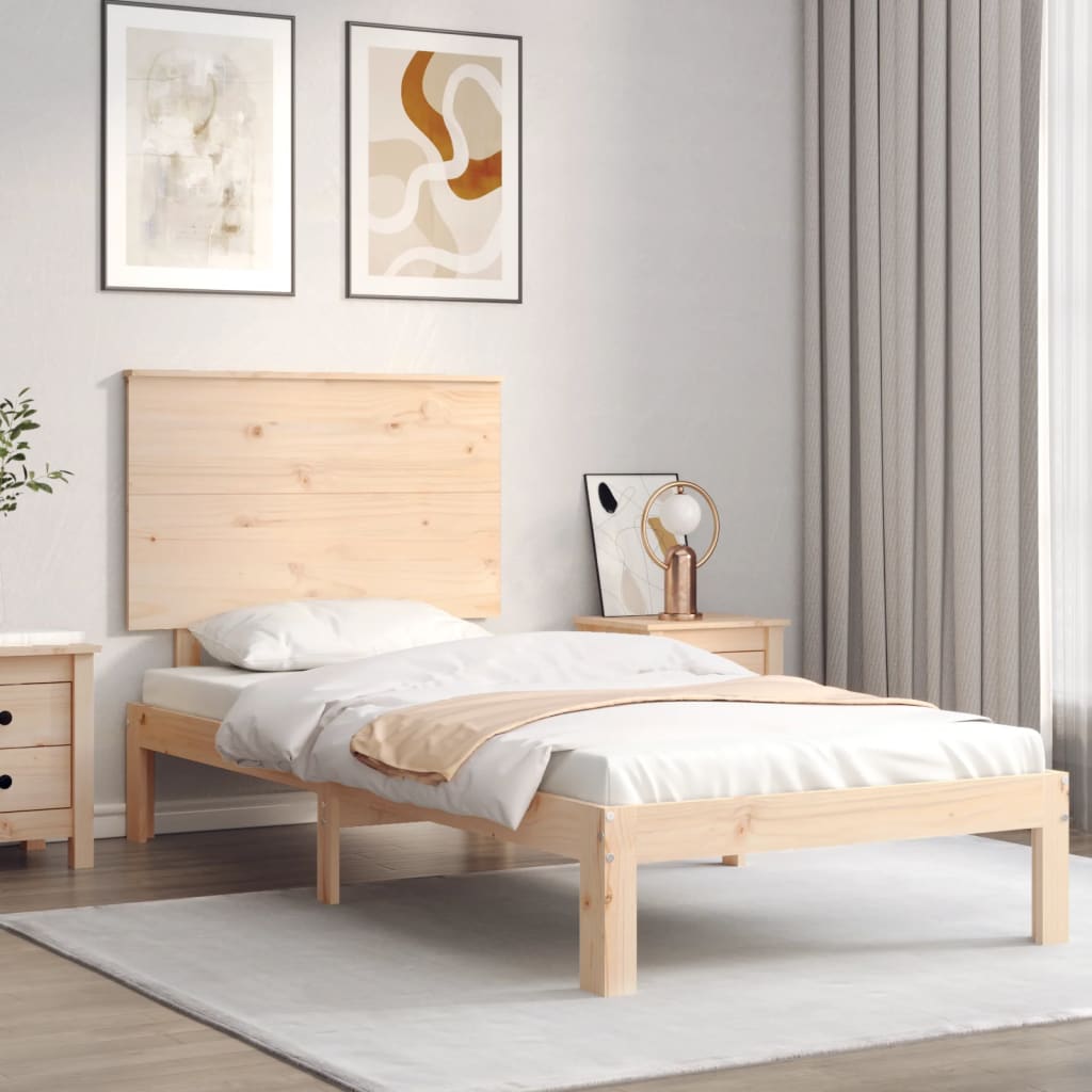 vidaXL Estructura de cama individual con cabecero madera maciza