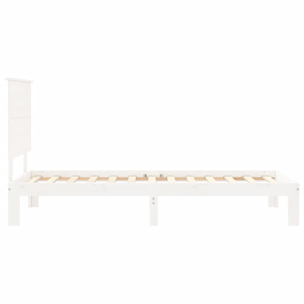 vidaXL Estructura de cama con cabecero madera maciza blanco