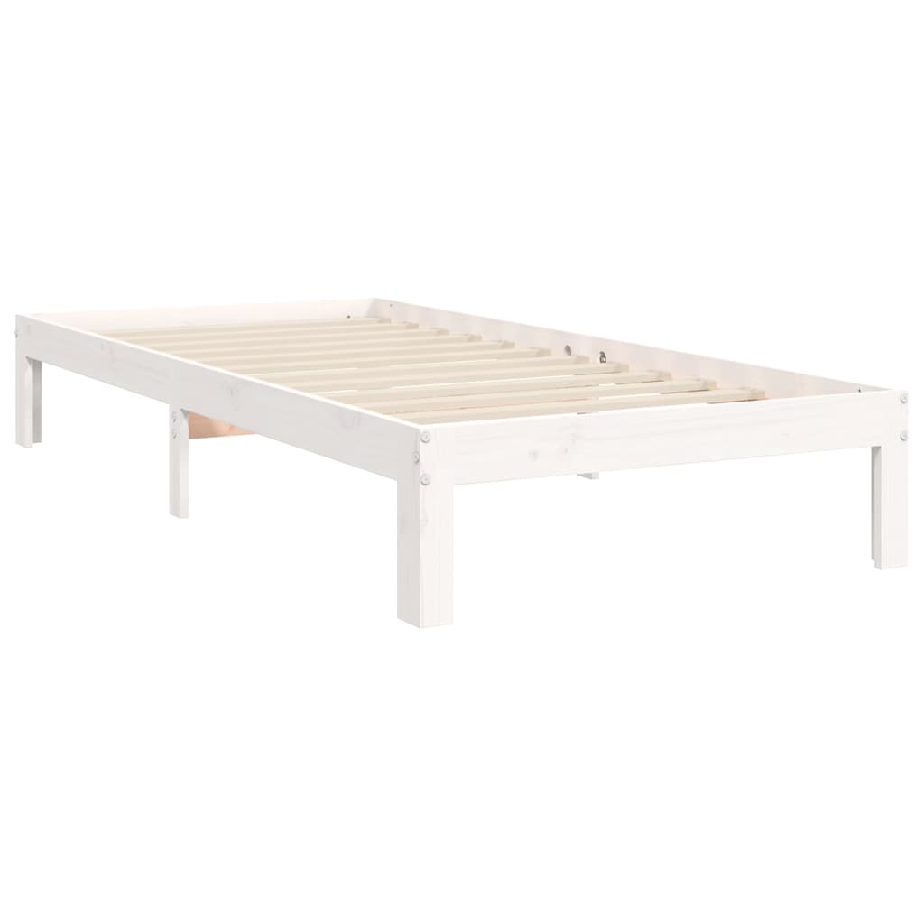 vidaXL Estructura de cama con cabecero madera maciza blanco