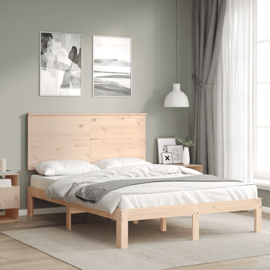 vidaXL Estructura de cama de matrimonio con cabecero madera maciza