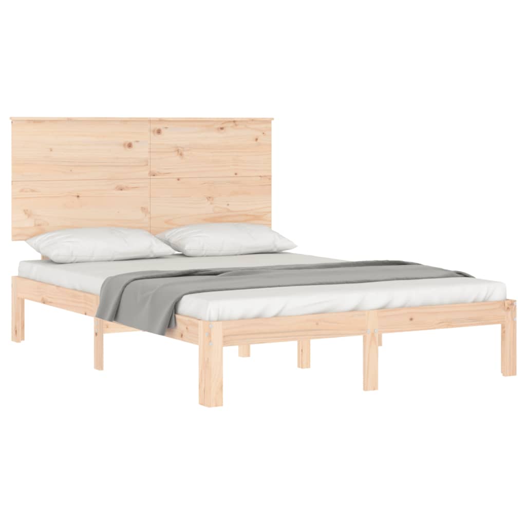 vidaXL Estructura de cama de matrimonio con cabecero madera maciza