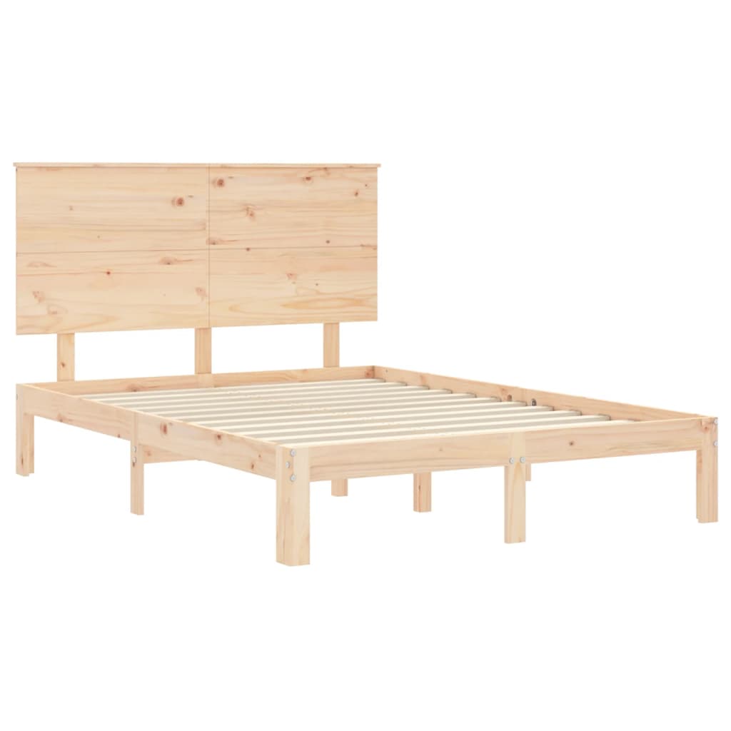 vidaXL Estructura de cama de matrimonio con cabecero madera maciza