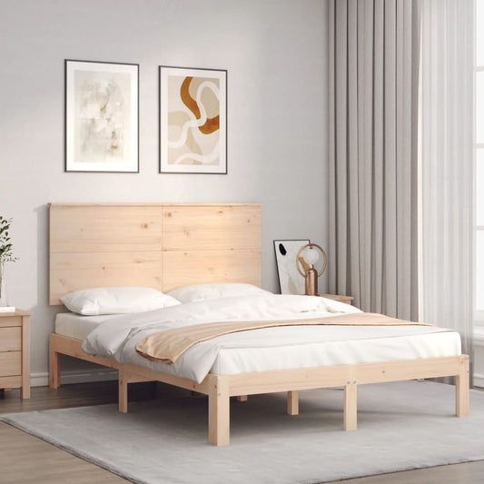 vidaXL Estructura de cama de matrimonio con cabecero madera maciza