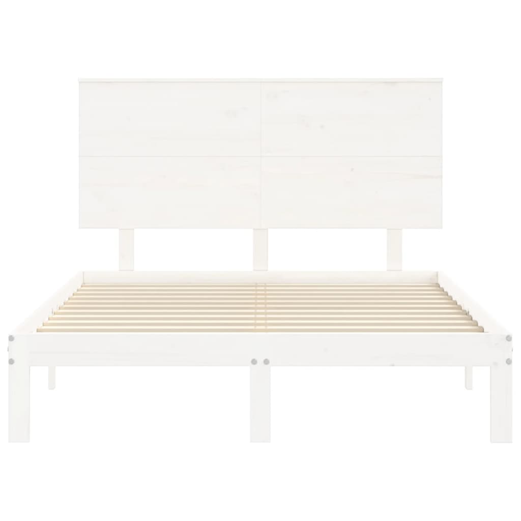 vidaXL Estructura cama de matrimonio con cabecero madera maciza blanco