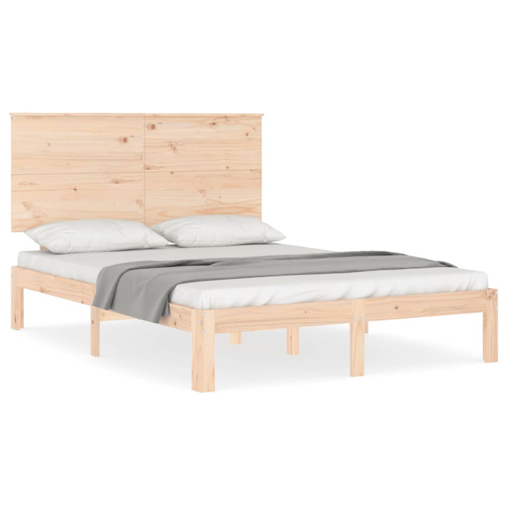 vidaXL Estructura de cama de matrimonio con cabecero madera maciza