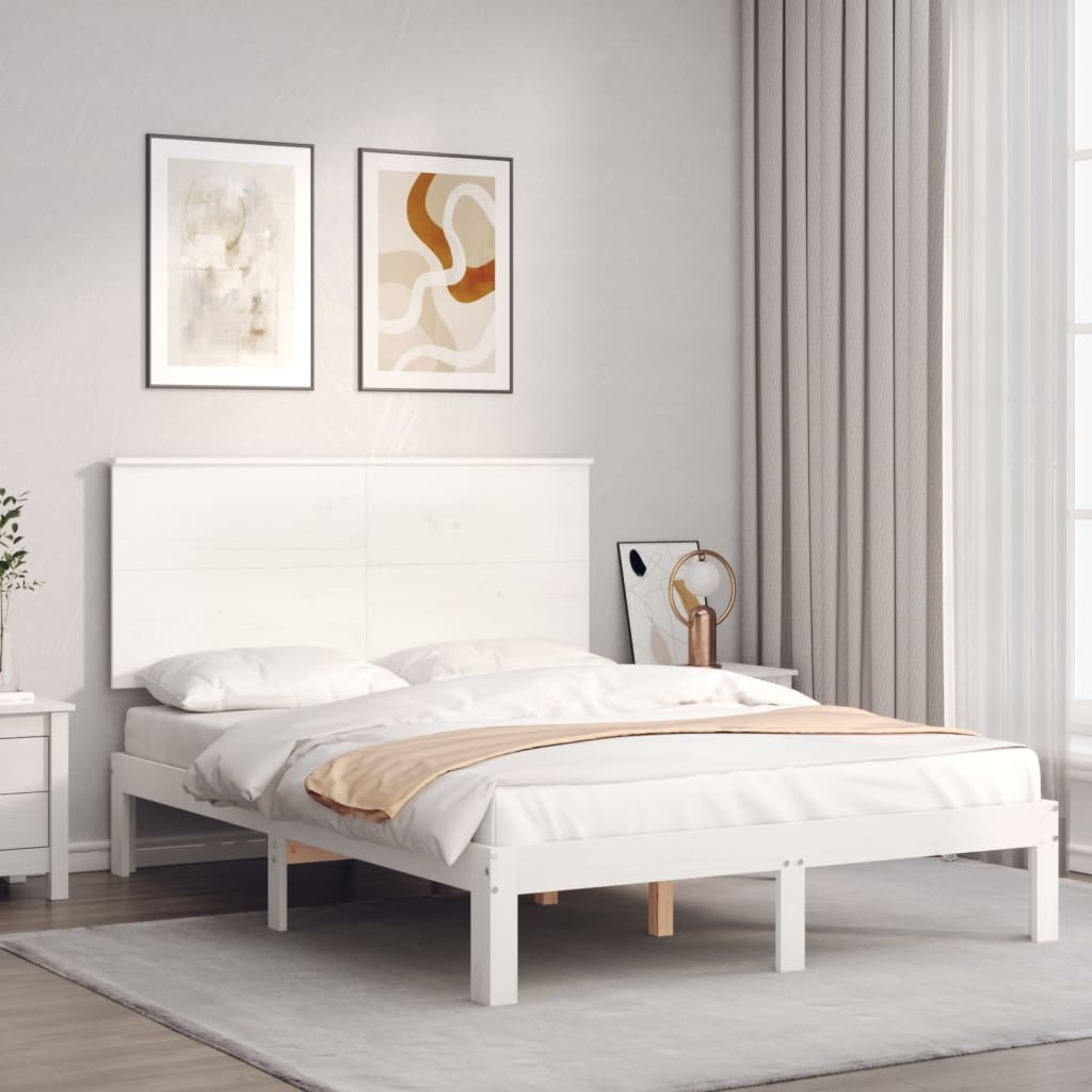 vidaXL Estructura de cama sin colchón madera de pino blanca 140x200 cm