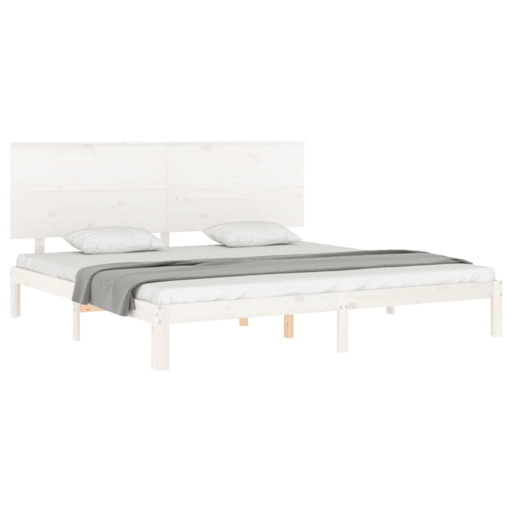 vidaXL Estructura cama de matrimonio con cabecero madera maciza blanco