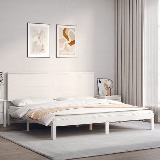 vidaXL Estructura cama de matrimonio con cabecero madera maciza blanco