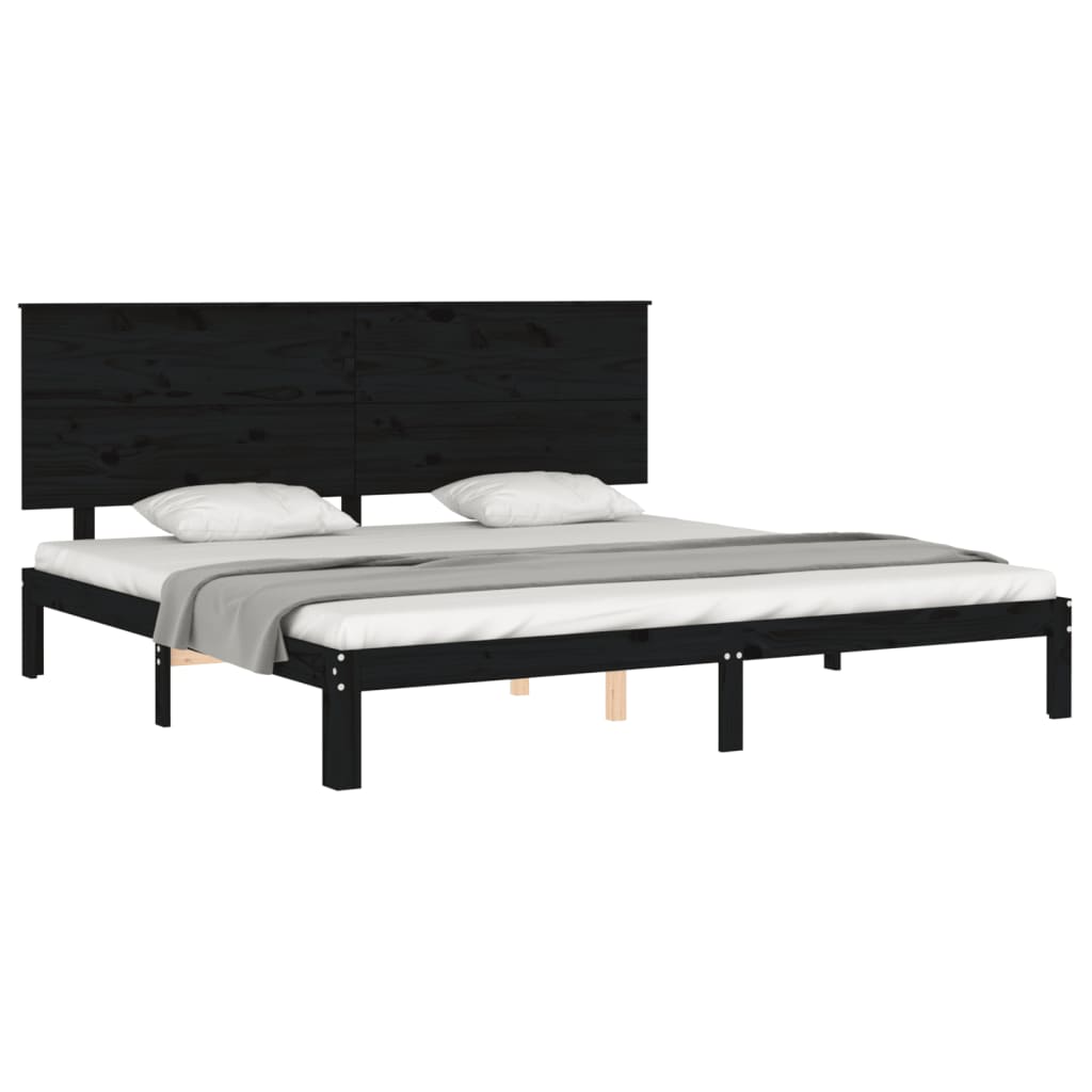 vidaXL Estructura de cama con cabecero madera maciza negro 200x200 cm