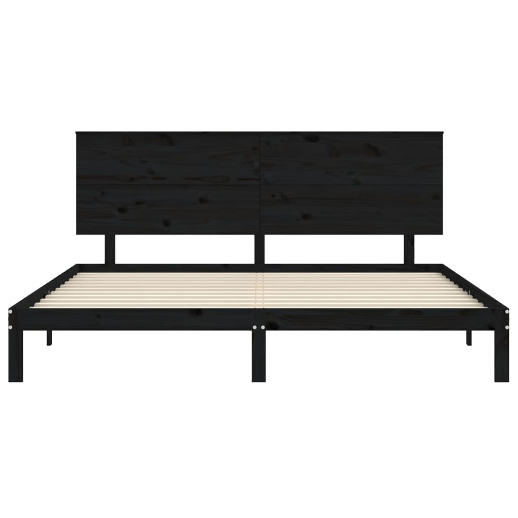 vidaXL Estructura de cama con cabecero madera maciza negro 200x200 cm