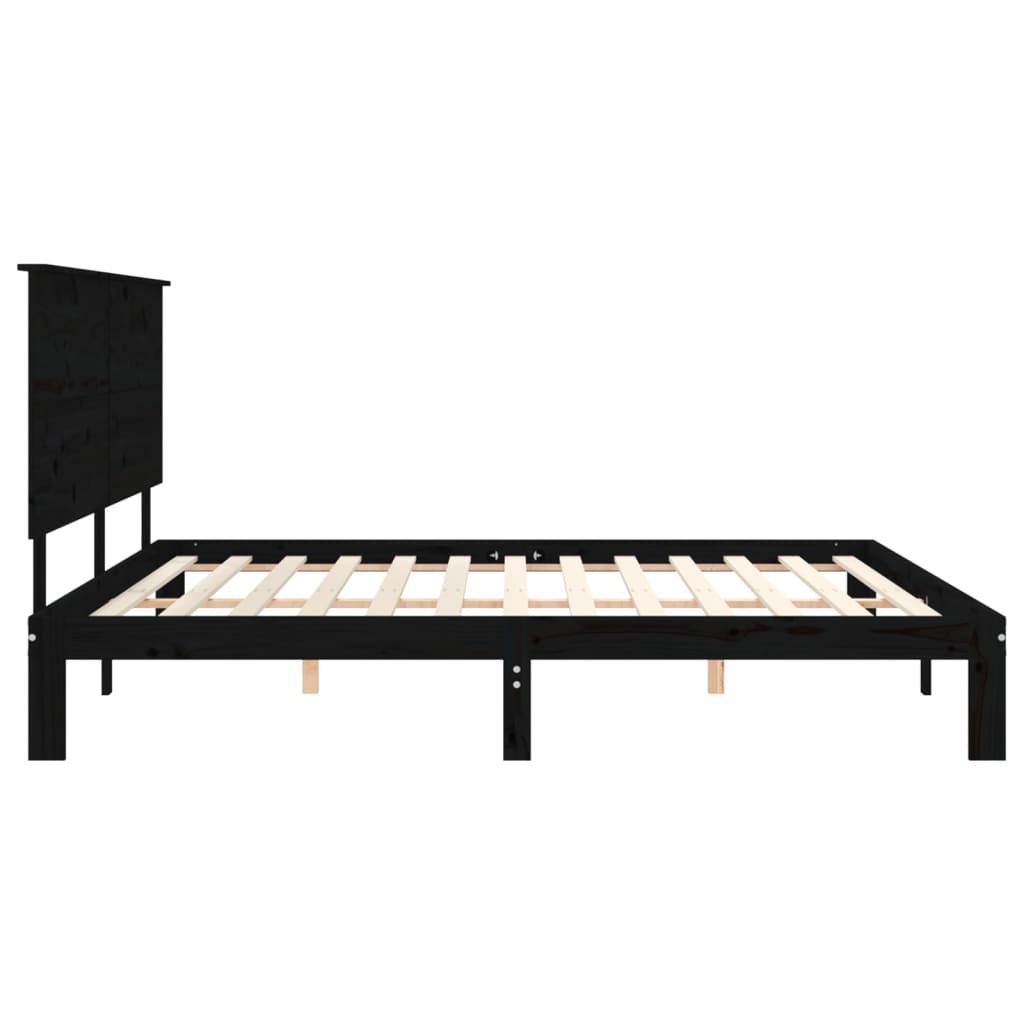 vidaXL Estructura de cama con cabecero madera maciza negro 200x200 cm