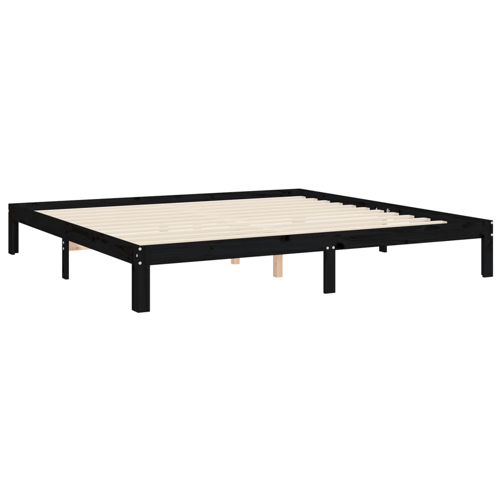 vidaXL Estructura de cama con cabecero madera maciza negro 200x200 cm