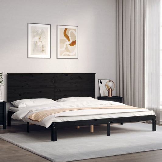 vidaXL Estructura de cama con cabecero madera maciza negro 200x200 cm