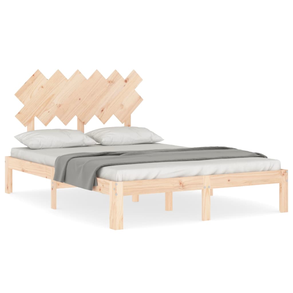 vidaXL Estructura de cama de matrimonio con cabecero madera maciza