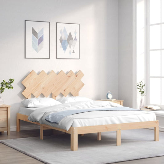 vidaXL Estructura de cama de matrimonio con cabecero madera maciza