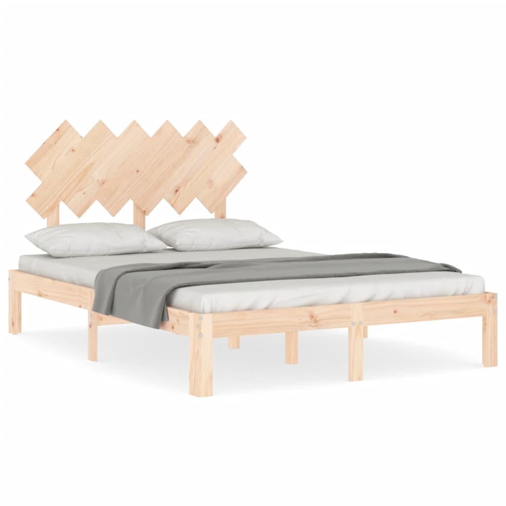 vidaXL Estructura de cama de matrimonio con cabecero madera maciza