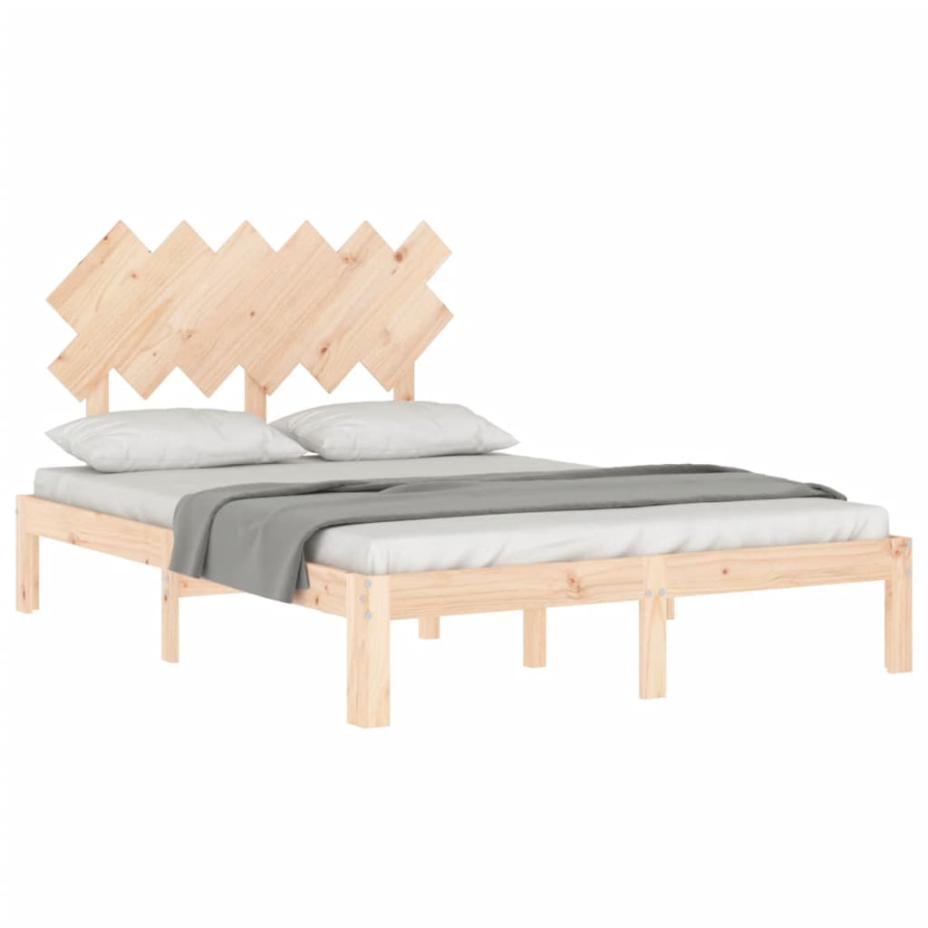 vidaXL Estructura de cama de matrimonio con cabecero madera maciza