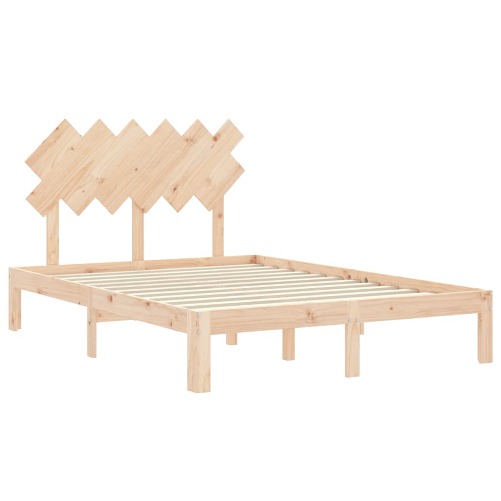 vidaXL Estructura de cama de matrimonio con cabecero madera maciza