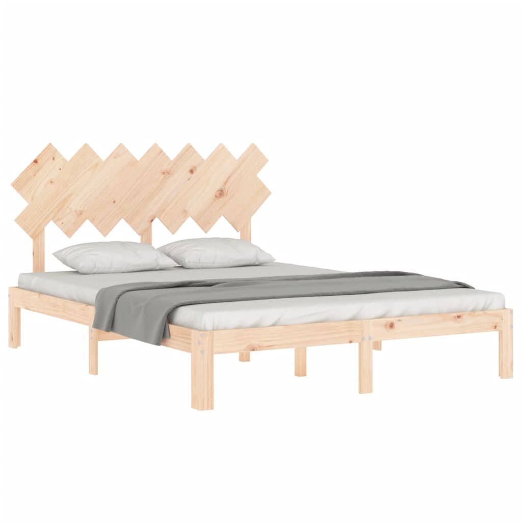 vidaXL Estructura de cama de matrimonio con cabecero madera maciza