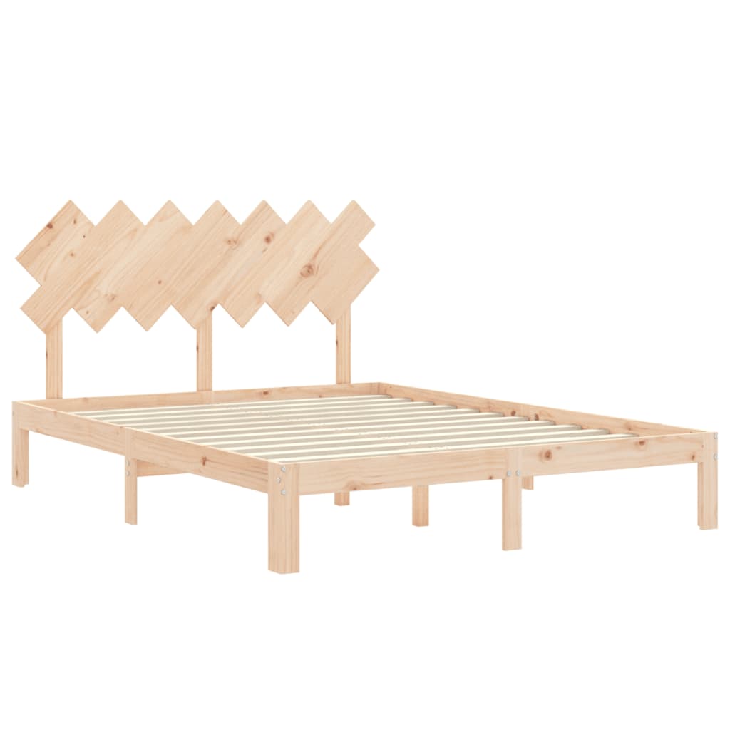 vidaXL Estructura de cama de matrimonio con cabecero madera maciza