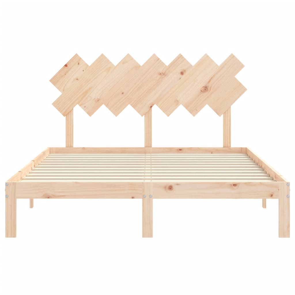 vidaXL Estructura de cama de matrimonio con cabecero madera maciza