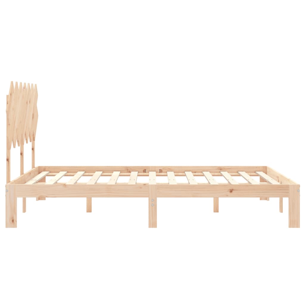 vidaXL Estructura de cama de matrimonio con cabecero madera maciza