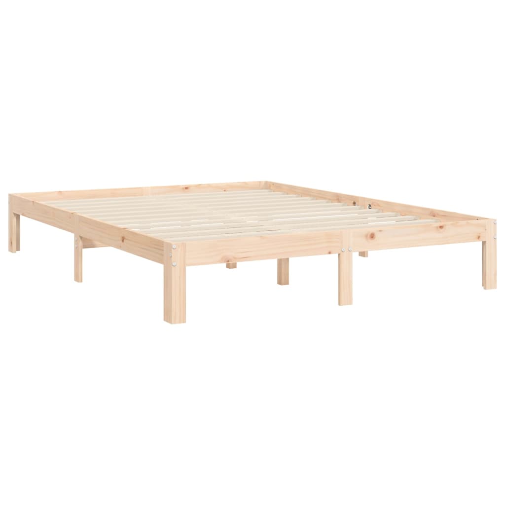 vidaXL Estructura de cama de matrimonio con cabecero madera maciza