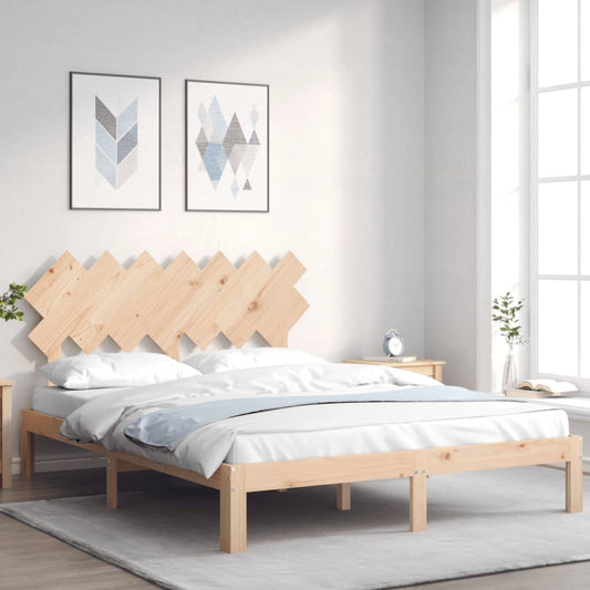 vidaXL Estructura de cama de matrimonio con cabecero madera maciza