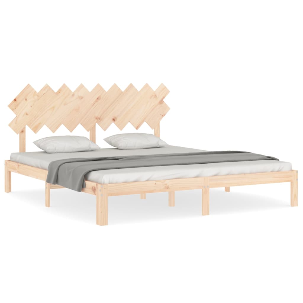 vidaXL Estructura de cama de matrimonio con cabecero madera maciza