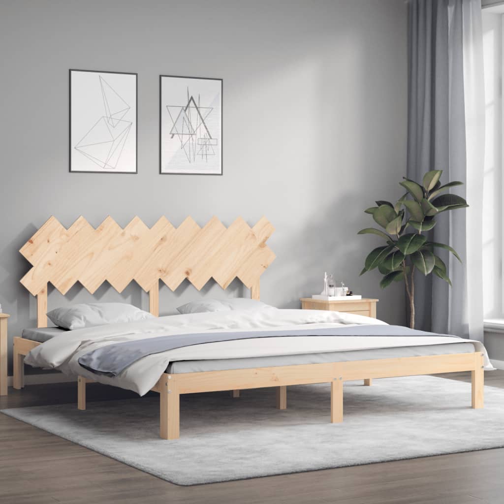 vidaXL Estructura de cama de matrimonio con cabecero madera maciza