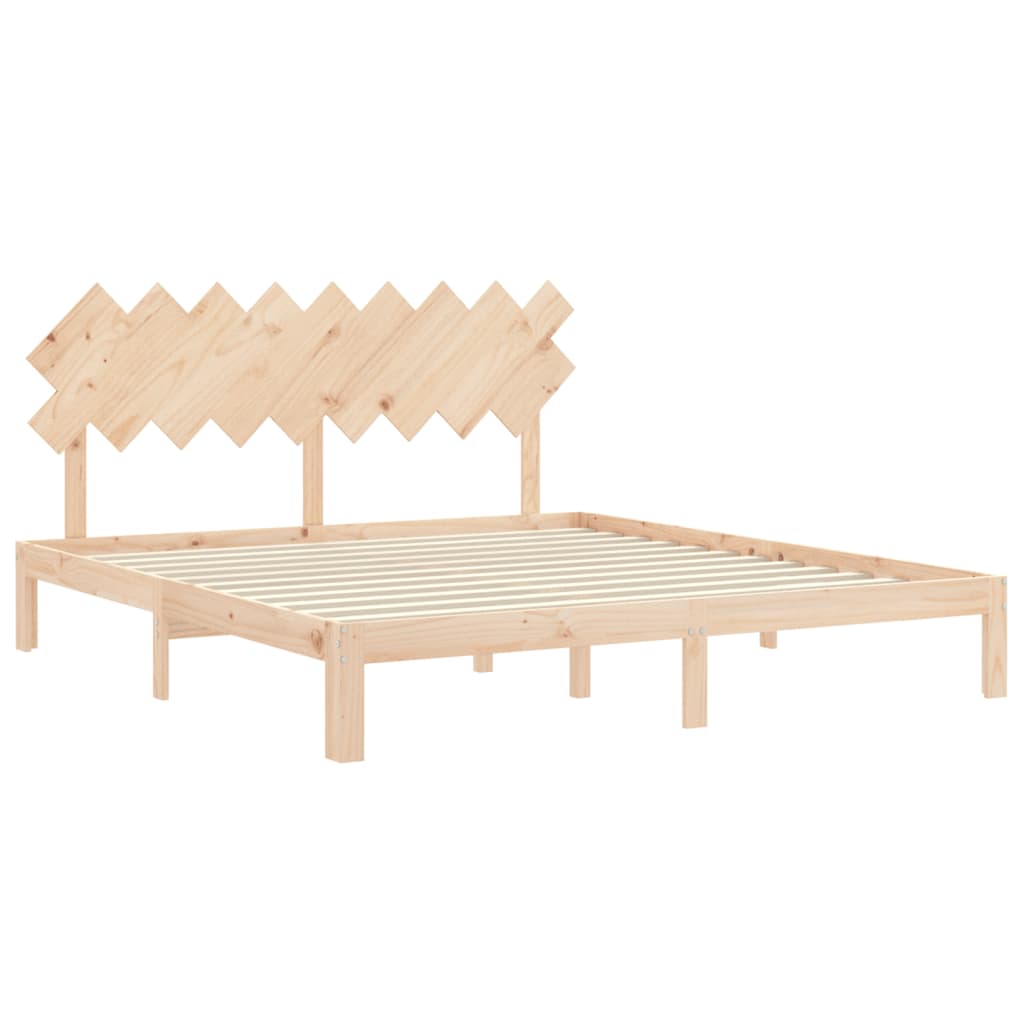 vidaXL Estructura de cama de matrimonio con cabecero madera maciza